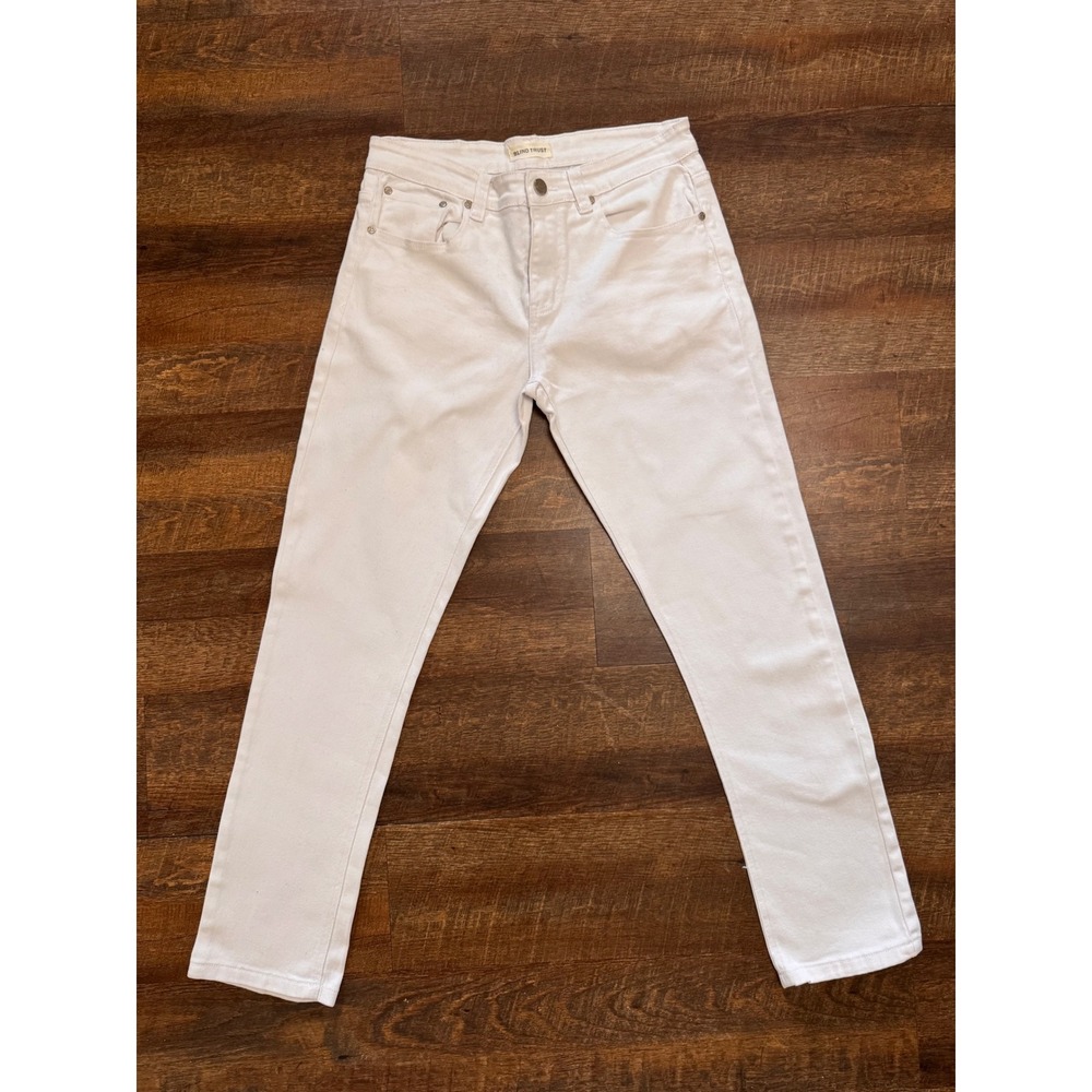Blind Trust Men's White Stretch Jeans 34x32 Slim Straight Denim Pants